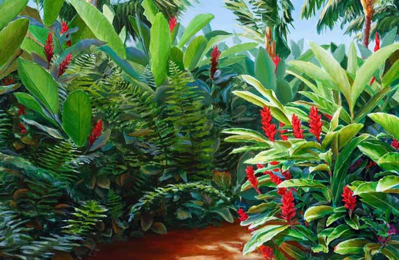 Tropical jungle landscape garden mural